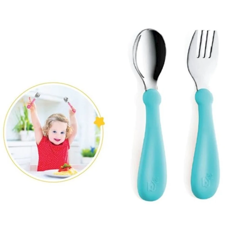 Набор ложка и вилка BabyJem, пластик/железо, цветные