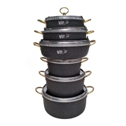 Набор кастрюль VIP SHA-00004390, гранит, черный, 20/24/28 см
