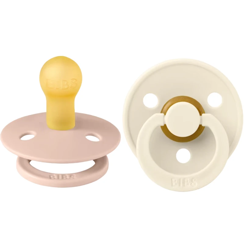 Набор пустышек BIBS Colour, 2 шт, 0-6 месяцев, латекс, слоновая кость/розовый