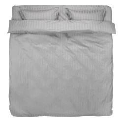 Комплект постельного белья JYSK Nell, однотонный, пододеяльник 200x220 см, простыня 240x260 см, двуспальный, сатин/хлопок, светло-серый