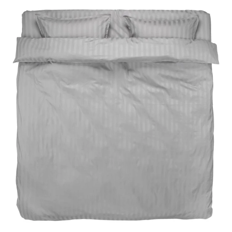 Комплект постельного белья JYSK Nell, однотонный, пододеяльник 200x220 см, простыня 240x260 см, двуспальный, сатин/хлопок, светло-серый