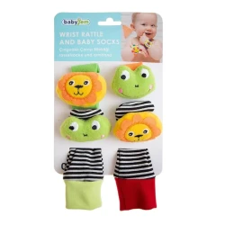 Погремушки носки и браслет Babyjem Лев-Лягушка, текстиль, 0+ лет