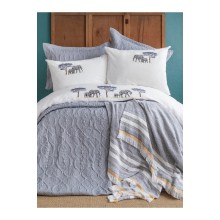 Yataq dəsti Apricitas Home 023, örtük 230х240, yorğan üzü 200х220, mələfə 240х260, yastıq üzü 50х70, ikinəfərlik, mavi