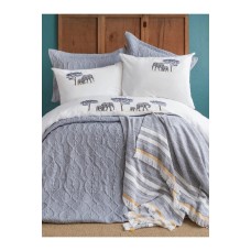 Yataq dəsti Apricitas Home 023, örtük 230х240, yorğan üzü 200х220, mələfə 240х260, yastıq üzü 50х70, ikinəfərlik, mavi