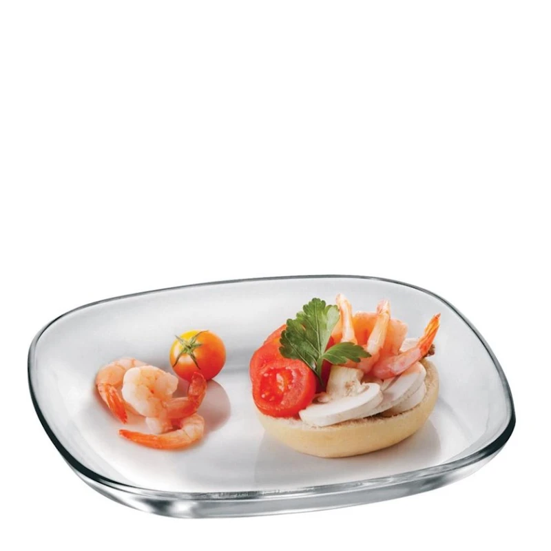 Boşqab Vetrerie Fenice, kvadrat, 18x18 sm, şüşə, şəffaf Boşqab Vetrerie Fenice, kvadrat, 18x18 sm, şüşə, şəffaf