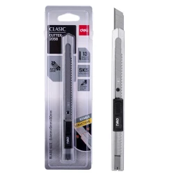 Канцелярский нож Deli 2058 9x80x0.4 мм, автофиксатор, металл Канцелярский нож Deli 2058 9x80x0.4 мм, автофиксатор, металл