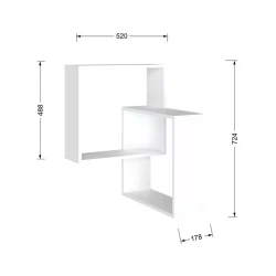 Настенная полка Art Mebel 157, ламинат, 72х52х18 см, белый
