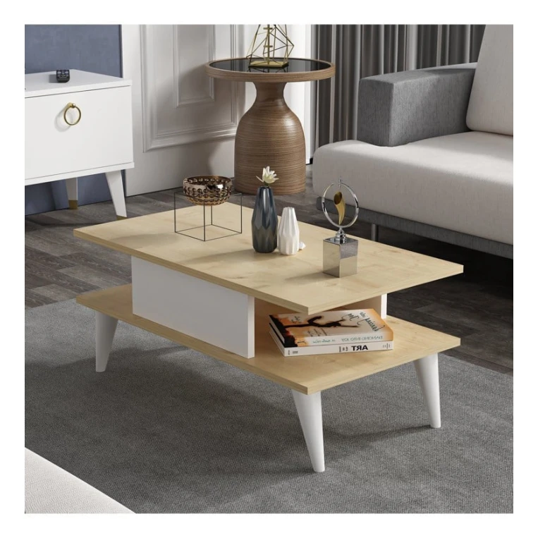 Журнальный стол Ev Plus ev_12116023, ЛДСП, коричневый,белый, 90x45x40 см Журнальный стол Ev Plus ev_12116023, ЛДСП, коричневый,белый, 90x45x40 см