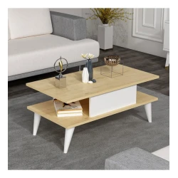 Журнальный стол Ev Plus ev_12116023, ЛДСП, коричневый,белый, 90x45x40 см