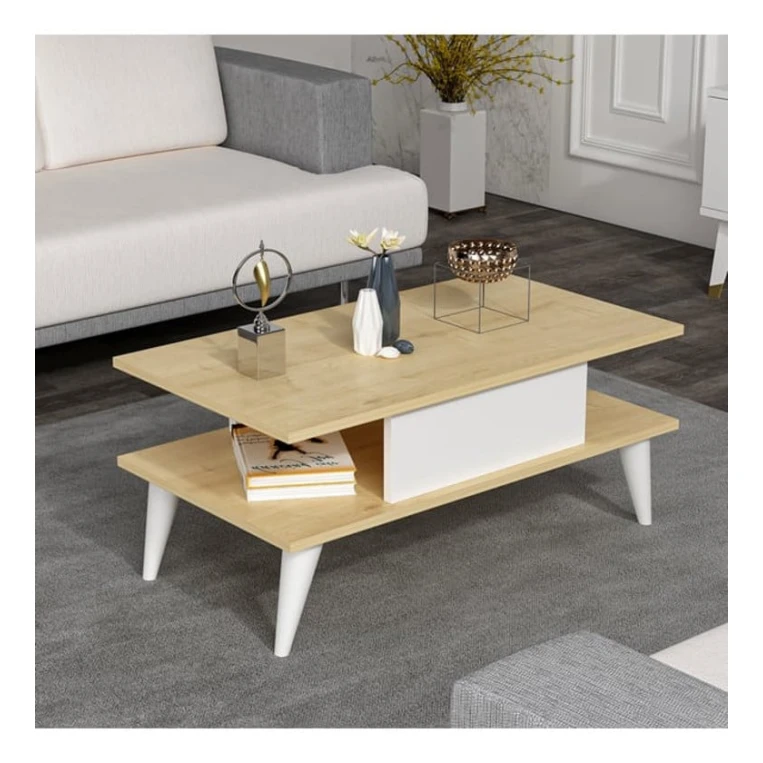 Журнальный стол Ev Plus ev_12116023, ЛДСП, коричневый,белый, 90x45x40 см Журнальный стол Ev Plus ev_12116023, ЛДСП, коричневый,белый, 90x45x40 см