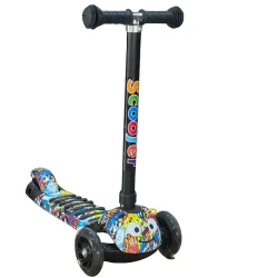 Детский самокат трехколёсный Scooter HH-1PZ-3, до 10-ти лет, граффити разноцветный Детский самокат трехколёсный Scooter HH-1PZ-3, до 10-ти лет, граффити разноцветный