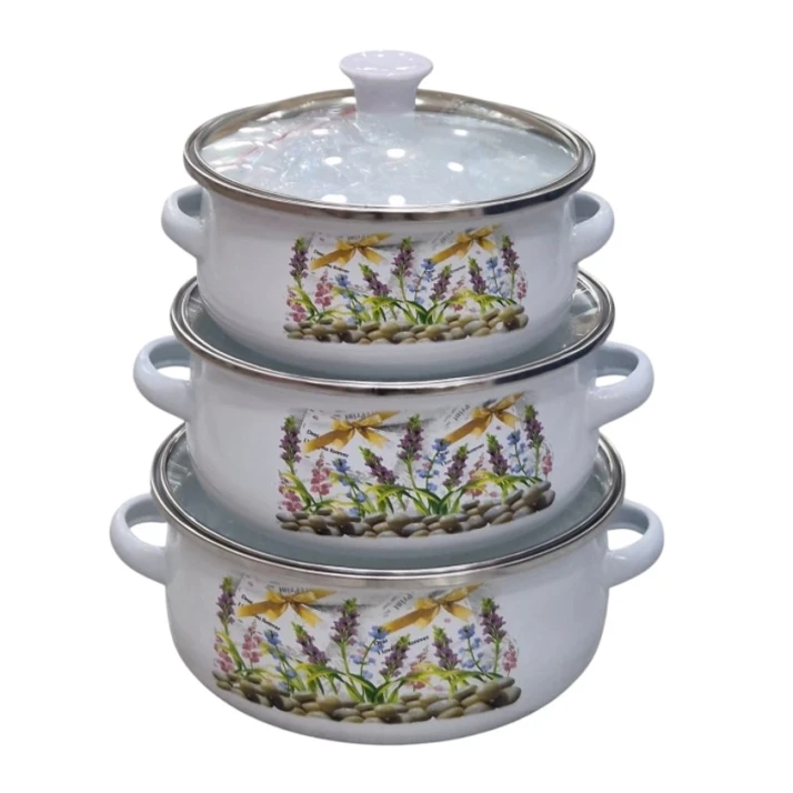 Набор кастрюль SHA-00004679, эмаль/стекло, разноцветный, 12/14/16 см, 3 шт