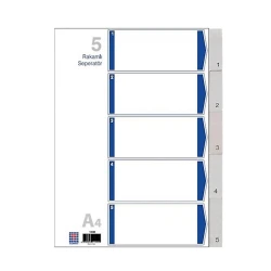 Сепаратор 10938 с цифрами 1-5, А4, пластик, белый