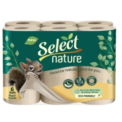 Mətbəx üçün kağız dəsmal Select Nature, 3 qatlı, 6 rulon