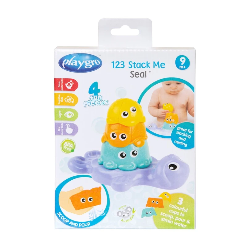 Hamam oyuncağı Playgro 123 Stack Me Seal, rəngbərəng Hamam oyuncağı Playgro 123 Stack Me Seal, rəngbərəng