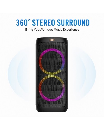 Bluetooth Səsgücləndirici SING-E ZQS10209 2x10 TWS Stereo Dinamik RGB İşıqlı Simsiz Mikrofonlu Portativ