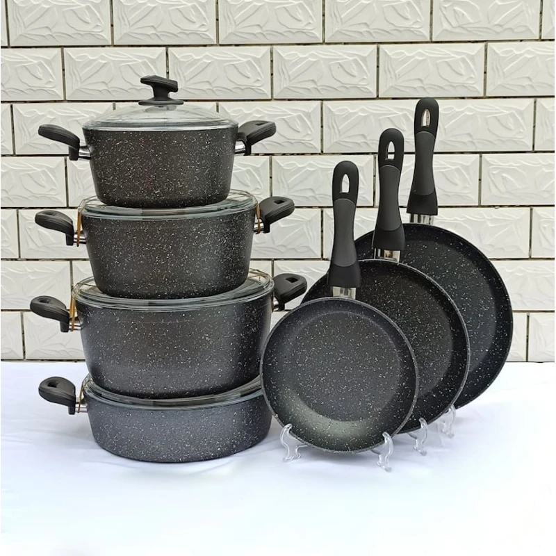 Набор посуды Canali SHA-00002475, гранит, черный, 11 предметов