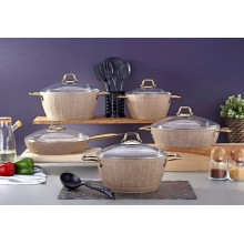 Qab-qacaq dəsti Bonera Florenza 4635, qranit, krem, 10 parça