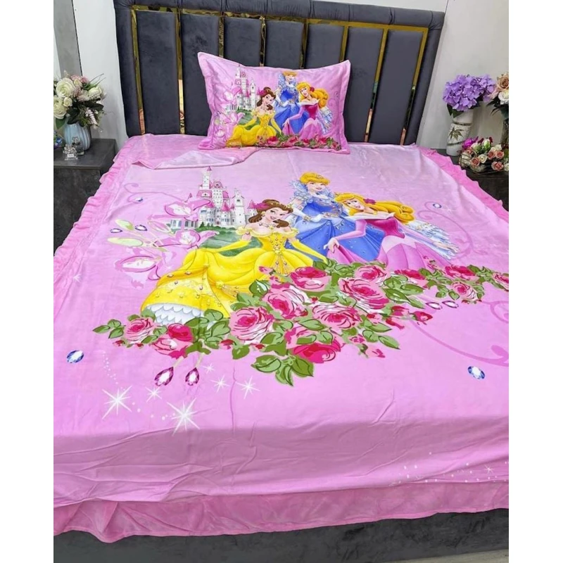 Комплект детского постельнего белья Sahara SHA-00002879, пододеяльник 160х220 см, простыня 180х220 см, наволочка 50х70 см, односпальный, велюр, разноцветный