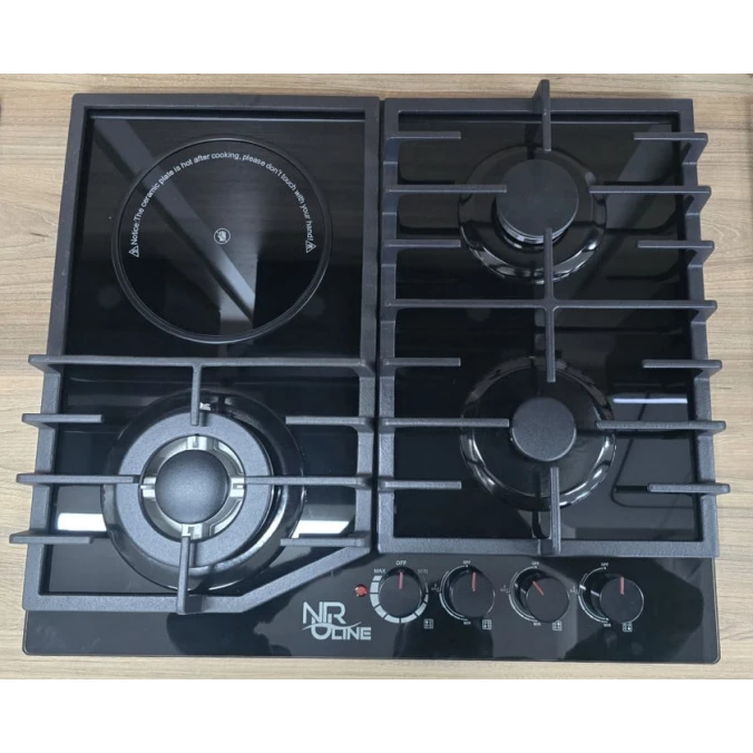 Kombinə olunmuş pilətə-qaz Nurline kramika, qara