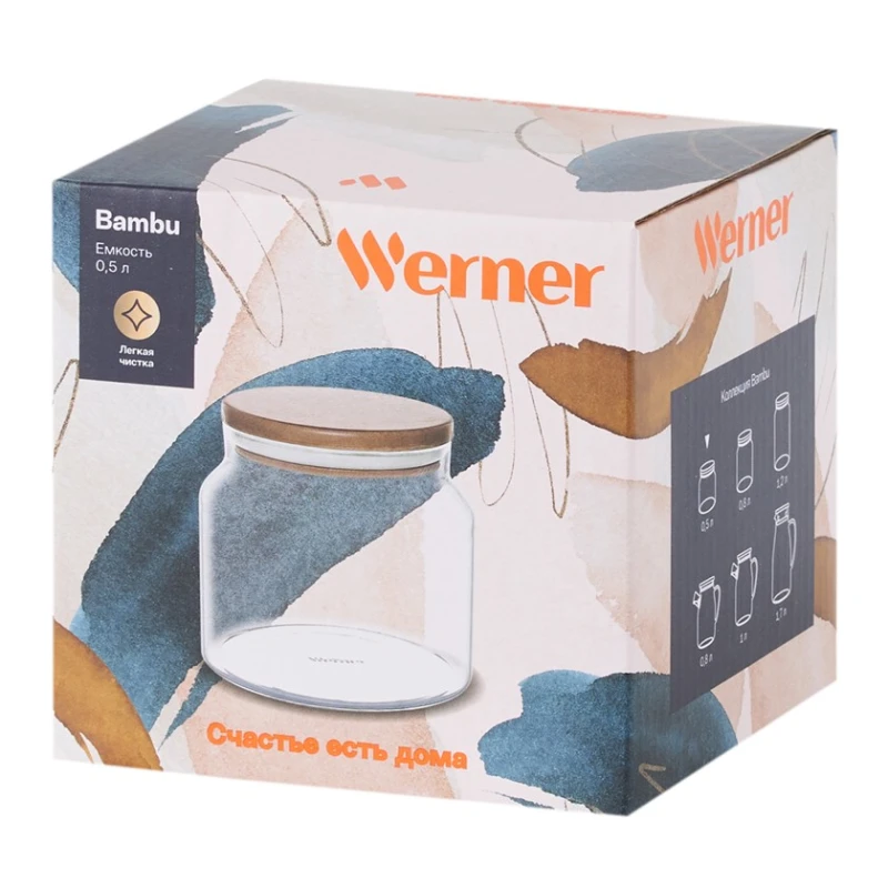 Емкость для хранения Werner Bambu 51934, стекло/дерево, прозрачная/коричневая, 500 мл Емкость для хранения Werner Bambu 51934, стекло/дерево, прозрачная/коричневая, 500 мл