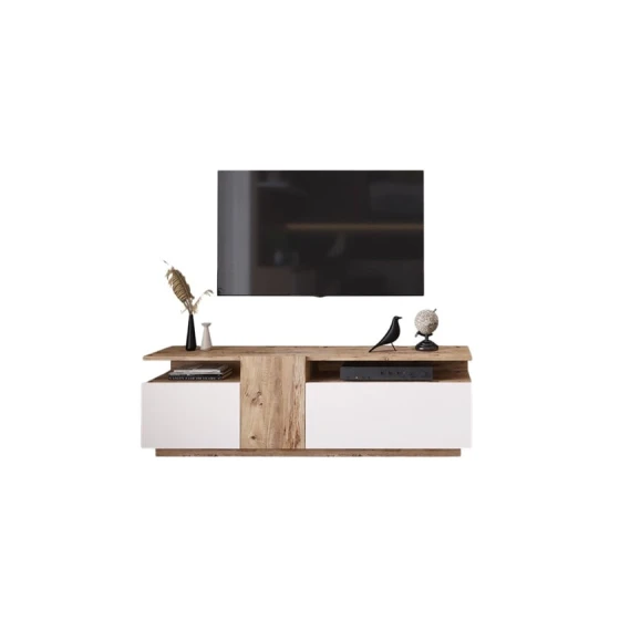 Тумба под ТВ Ev Plus 12115861, ЛДСП, белый/коричневый, 150x30x46 см Тумба под ТВ Ev Plus 12115861, ЛДСП, белый/коричневый, 150x30x46 см