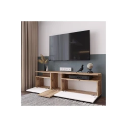 Тумба под ТВ Ev Plus 12115861, ЛДСП, белый/коричневый, 150x30x46 см