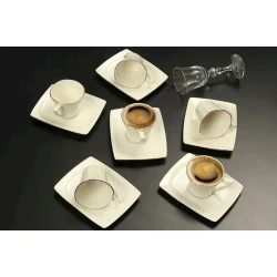 Набор кофейный Porland Riva Altın Yaldız 04PLM005672, 6 персон, 12 шт, 75 мл, фарфор, белый