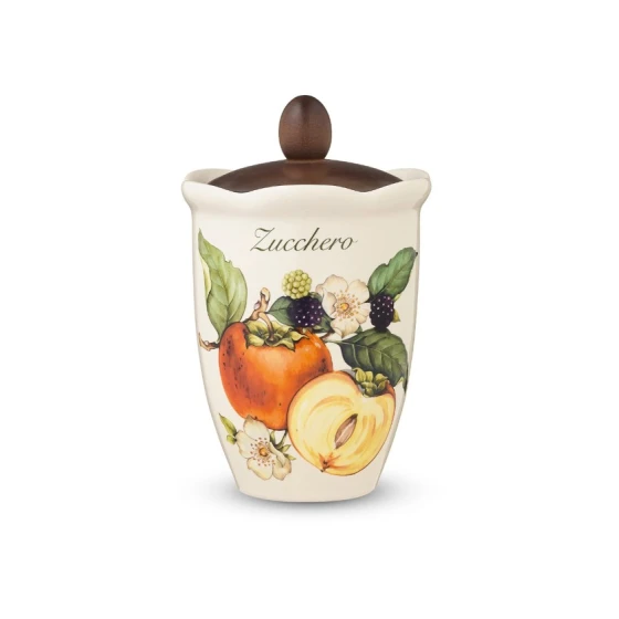 Емкость для хранения сахара NuovaCer 7370/2-PMO, керамика/дерево, 19 см Емкость для хранения сахара NuovaCer 7370/2-PMO, керамика/дерево, 19 см