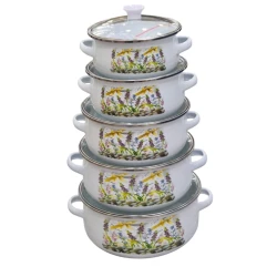 Qazan dəsti SHA-00004683, mina/şüşə, rəngbərəng, 16/18/20/22/24 sm, 5 əd