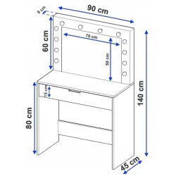 Туалетный столик Art Mebel 89, ламинат, антрацит, 140x90x45 см Туалетный столик Art Mebel 89, ламинат, антрацит, 140x90x45 см