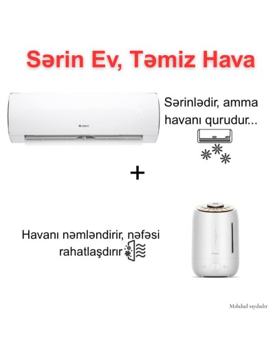 Kondisioner Gree GWH12ACBXB-K3NNA1B Fairy 12000 BTU + Hava nəmləndirici Deerma DEM-F600 - GWH12ACBXBF600