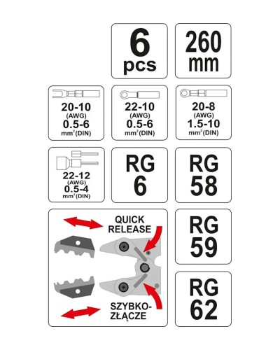 Press-qısqac dəsti Yato YT-2245, 6 əşya