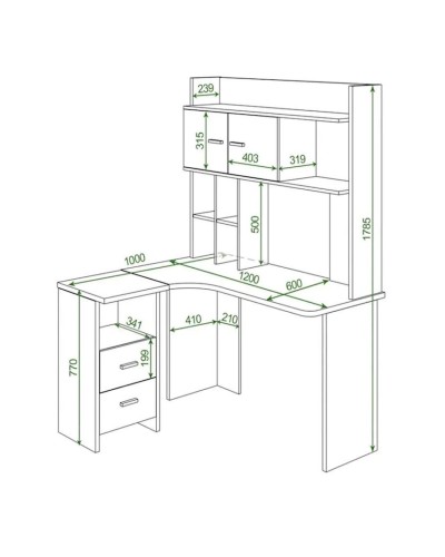 Yazı masası 3563_M2StolStelSqWh Ağ, LDSP, 178.5x60x120 sm