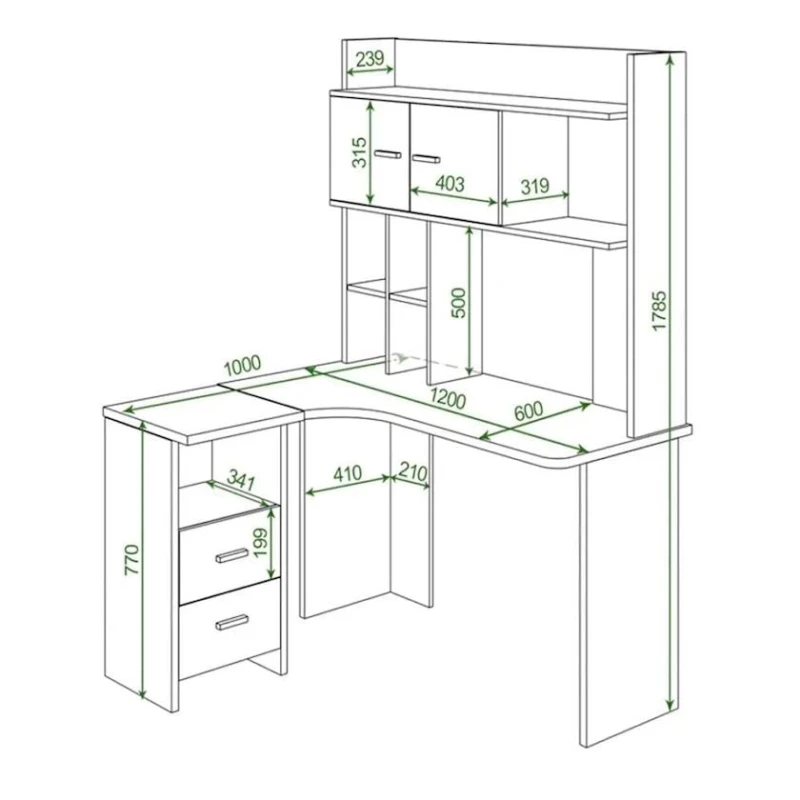 Письменный стол 3563_M2StolStelSqWh Белый, ЛДСП, 178.5x60x120 см