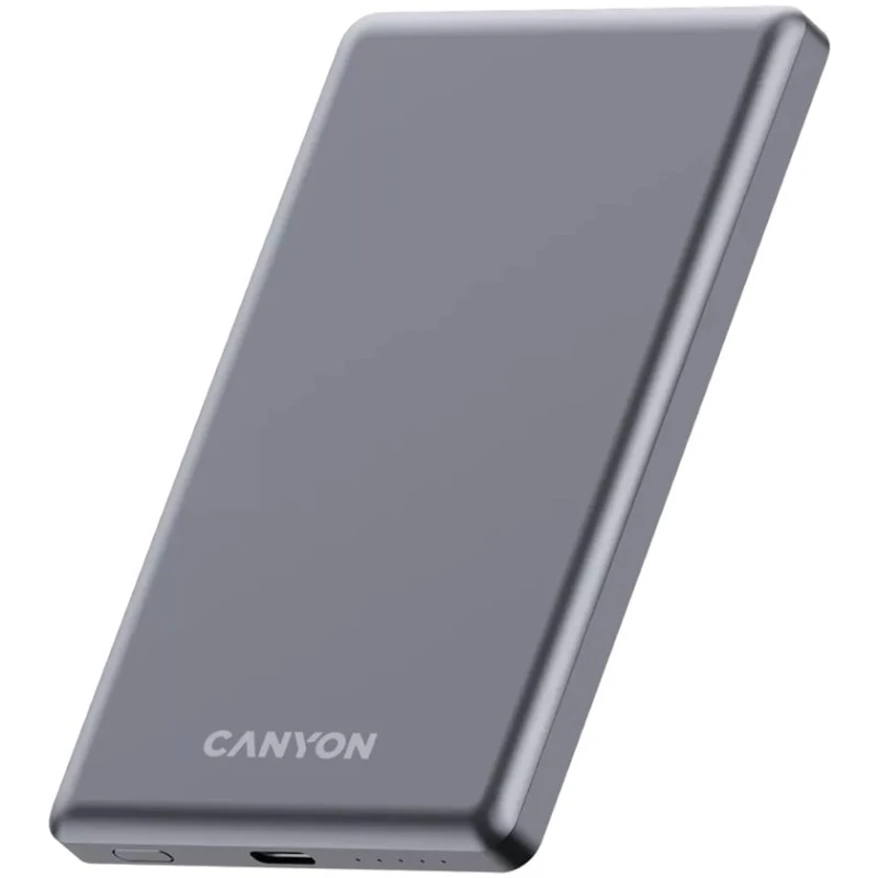 Внешний аккумулятор Canyon OnPower 505 Slim Magsafe 5000mAh PD20W Dark Grey Внешний аккумулятор Canyon OnPower 505 Slim Magsafe 5000mAh PD20W Dark Grey