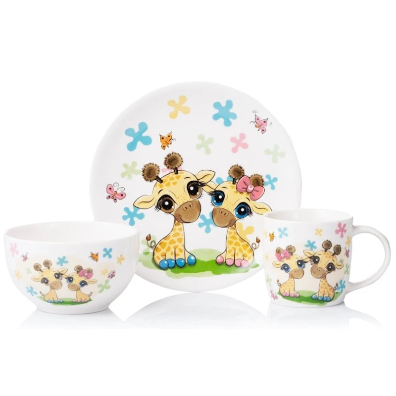 Набор детской посуды Ardesto Baby Giraffes AR3452GS, 3 предмета, фарфор, разноцветный