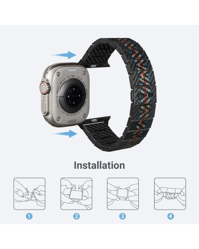 Kəmər Pitaka Rhapsody Apple Watch üçün 42/44/45/49 mm Black - 7493554151206