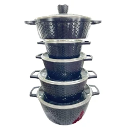 Набор кастрюль Unique ZTW-QUQB, керамика/стекло, черный, 20/24/28/28/32 см, 5 шт