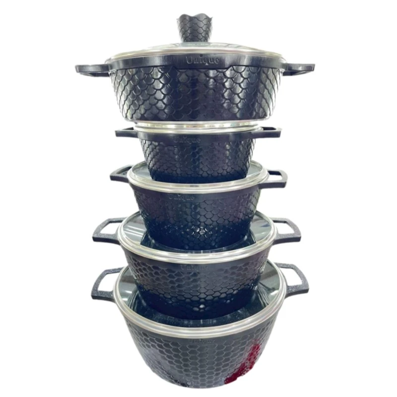 Набор кастрюль Unique ZTW-QUQB, керамика/стекло, черный, 20/24/28/28/32 см, 5 шт Набор кастрюль Unique ZTW-QUQB, керамика/стекло, черный, 20/24/28/28/32 см, 5 шт