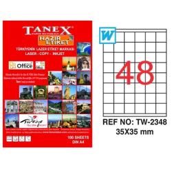 Этикетки самоклеющиеся Tanex TW-2348, 35x35 мм, 48 шт x 100 листов