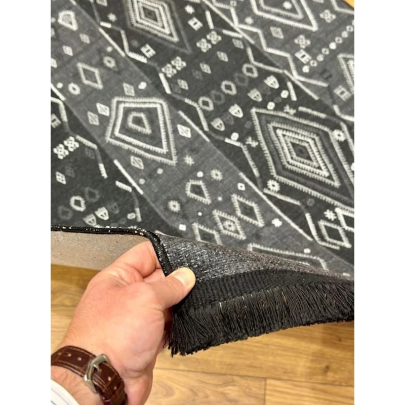 Ковер Natural halı Luna LUNA46BS, 120x180 см, полипропилен, черный/серый