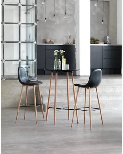 Bar stulu JYSK Jonstrup 43х106х44 sm, faner/süni dəri, qara, 2 əd