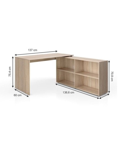 Yazı masası, LDSP, 137x60x75.4 sm, ev və ofis üçün, laminat DSP - ZARR019