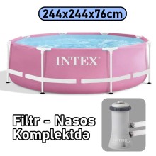Hovuz Intex 2843TX28290, karkas, həcm 2843 l, dairə, 244x244x76 sm, çəhrayı - 2843TX28290