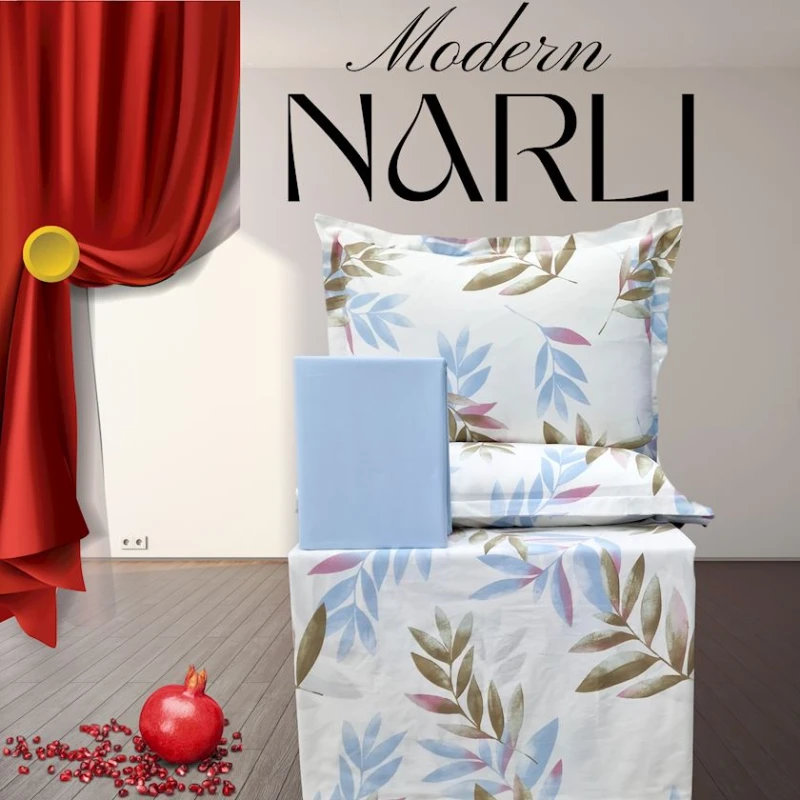 Yataq dəsti Narlı 1169, yorğan üzü 200x220 sm, mələfə 240x260 sm, yastıq üzü 50x70 sm, ikinəfərlik, pambıq, rəngbərəng
