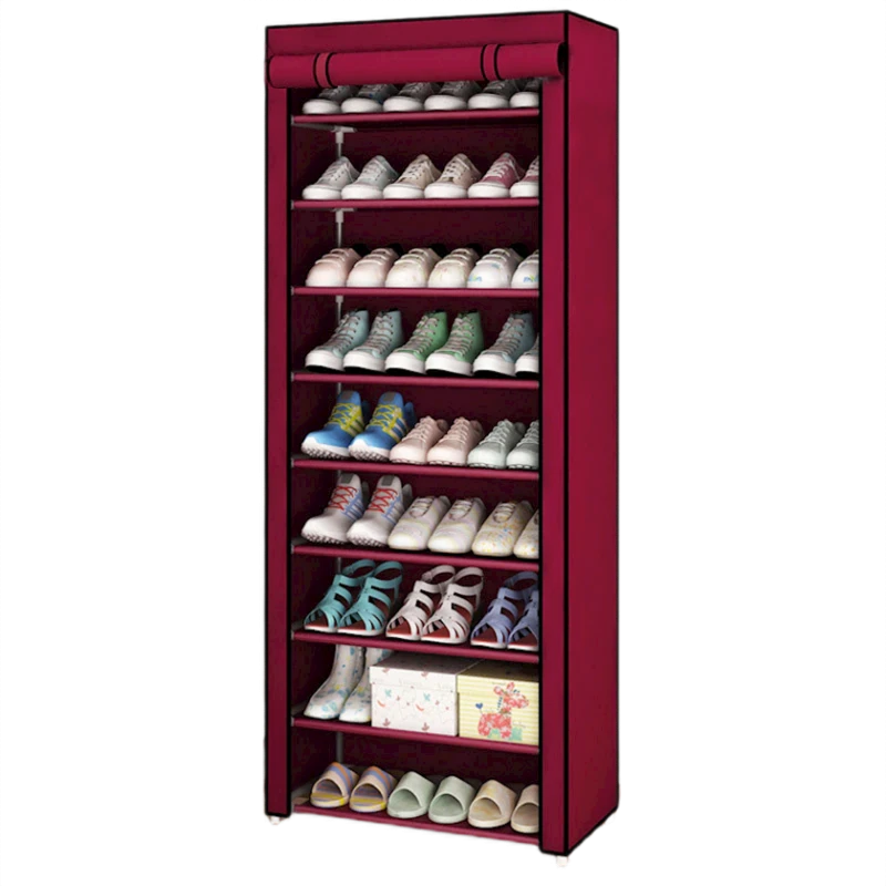 Подставка для обуви 9 ярусов, 60x40x177 см, красный