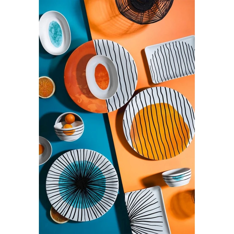 Набор для завтрака Kutahya Porselen Zeugma ZG14KH60012428, 14 предметов, на 6 персон, фарфор, разноцветный