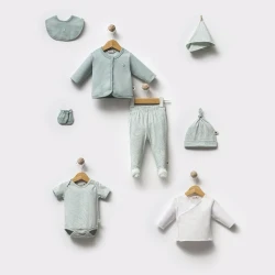 Набор для новорожденных FunnaBaby Tropical Cutie, органический хлопок, зеленый, 0-3 месяца, 8 предметов