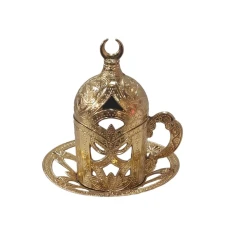 Кофейный стакан с блюдцем, золотистый, 10×10 см Кофейный стакан с блюдцем, золотистый, 10×10 см